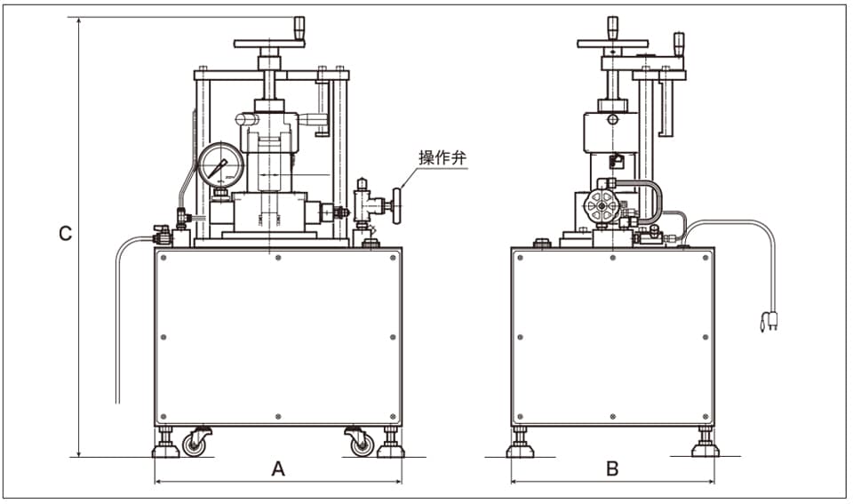 冷間等方圧プレス機寸法図