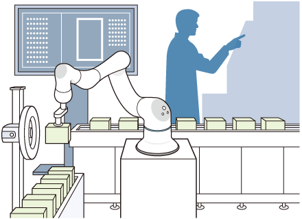 いろいろな角度から検査できるロボット型外観検査システム例